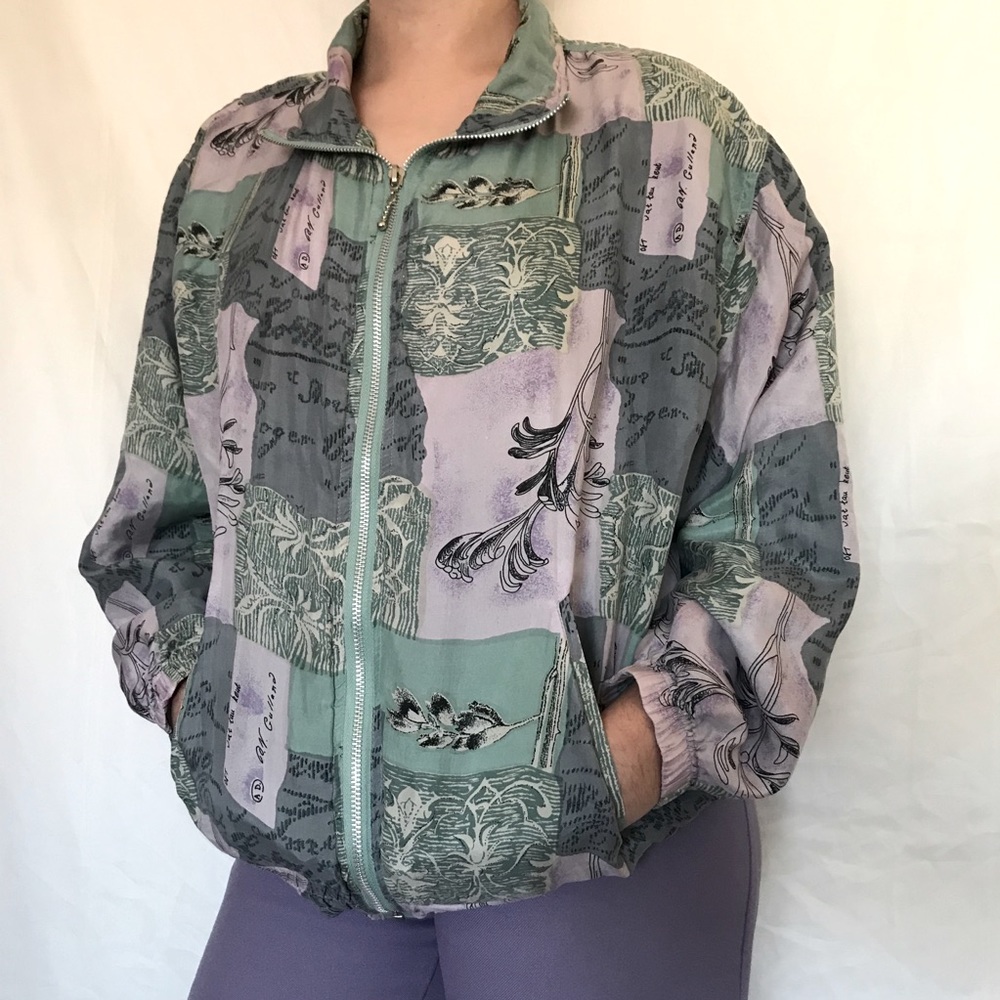 Vintage pastel patchwork bomber jacket